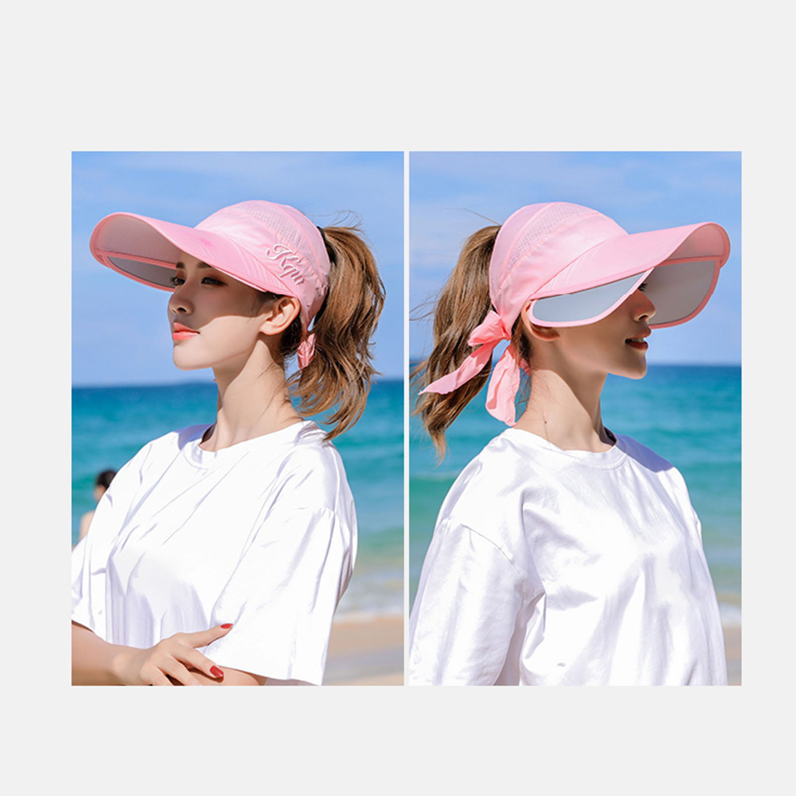 Peicees Wide Brim Visor Hat for Women Golf Visor Cap Sun Protection Hat for Beach Garden Tennis Running Sunshade Hat Pure Blue