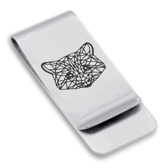 Stainless Steel Geometric Polygon Raccoon Animal Classic Slim Money Clip Credit Card Holder