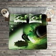 thumbnail image 2 of Ambesonne Abstract Quilted Coverlet 3 Pcs, Abstract Swan Animal, King Size, Green Black White, 2 of 2