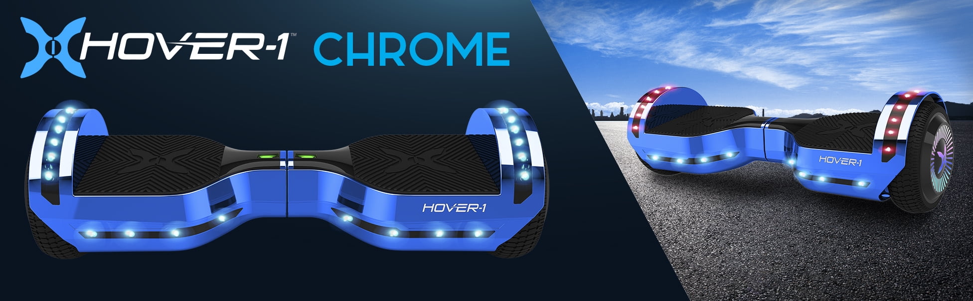 Hover 1 Brandclub Hover 1 Chrome Hover Board with 6.5 In. Wheels Built In Bluetooth Speaker LED Headlights Ultra bright LED Wheel Lights Built In Rechargeable Lithium Ion Battery with 4.5 Hour Max Cha...