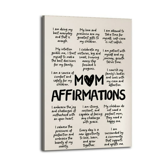 Mom Daily Affirmations Poster Great Wall Art for Home Decor, Mother's Day Gift, Posters for Bedroom, Office Or Living Room