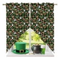thumbnail image 2 of Swag Curtains Valances for Windows, Tropical Short Kitchen Window Curtains Over Sink, Frog Bread Mushroom Coffee Print Cafe Curtains Panel Set Of 2,Rod Pocket, 36 Inches Length Dark Green, 2 of 9