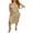Khaki, variant on Women Bodycon Dress, Sleeveless Tie-up Halterneck Backless Ripped Slit Summer Midi Dress Clubwear