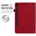 thumbnail image 4 of Galaxy Tab S8 Ultra Case (14.6 Inch) - TECH CIRCLE [Embossed Flower Pattern] Fold Stand Protective Leather Classic Flip Case for Samsung Galaxy Tab S8 Ultra 2022 (SM-X900/X906) Tablet, Red, 4 of 4