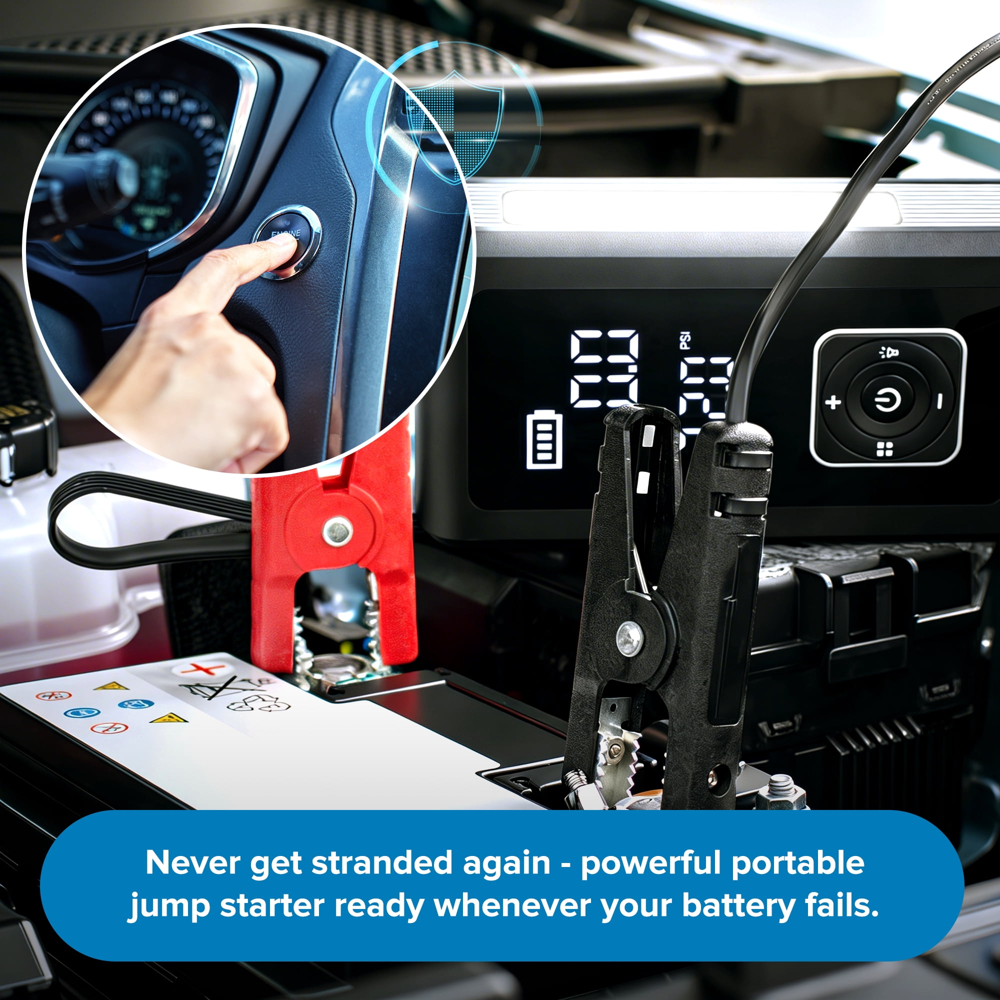 Xtreme Auto 4-in-1 Jump Starter with Air Compressor, 1000 Peak Amps Car Battery Booster, 150 PSI Tire Inflator, 8000mAh Portable Power Bank, LED Flashlight, USB-C Rechargeable