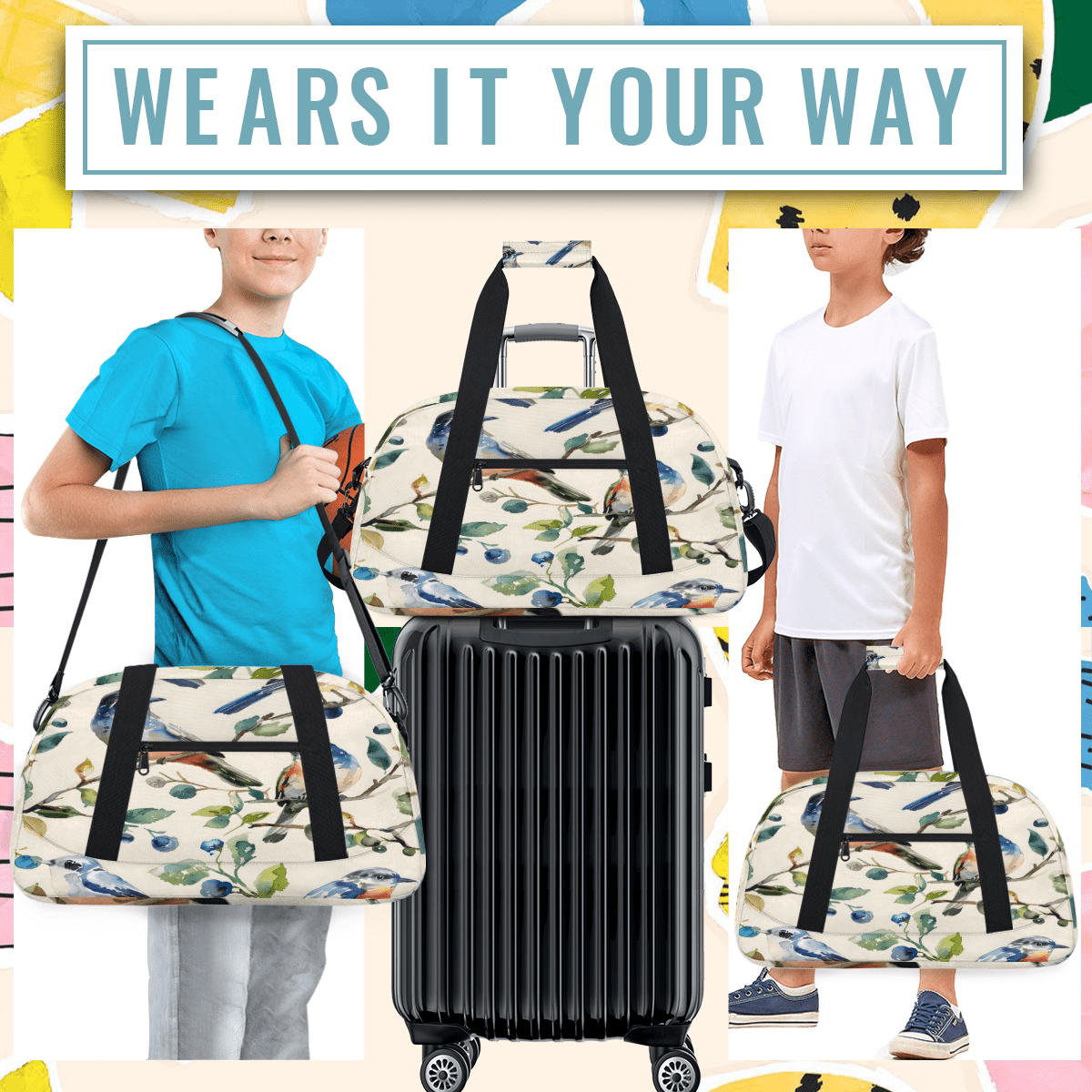 Herdesigns Sports Duffle Bags Travel Duffle Bag Gym Bag Bird Vintage Weekender Travel Bag Waterproof Overnight Bag Carry On Travel Tote Bag Dance Bags