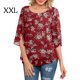 thumbnail image 3 of Qarigey Camisa de mujer Estampado de media manga Top Camisa de mujer Estampado de medio cuello Blusa informal Prendas para la parte del cuerpo flor blanca roja XXL Qarigey AP003117-25, 3 of 5