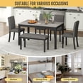 thumbnail image 6 of ZIVACATE 6-Piece Solid Wood Dining Table Set, Including 1 Dining Table, 4 Upholstered Chairs and 1 Bench, Wooden Legs Dining Table Set for Dining Room, Kitchen, Restaurant, Dark Gray, 6 of 12