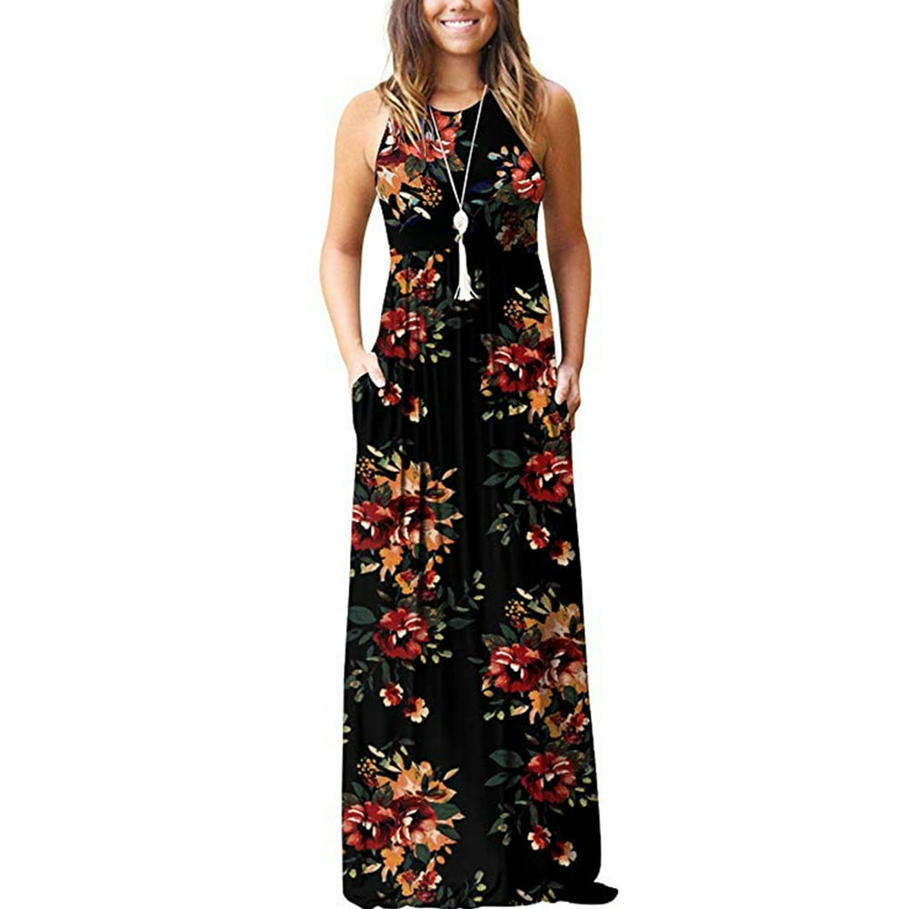 Sexy Dance Hawaiian Holiday dresses For Women Floral Print Long Maxi