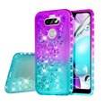 thumbnail image 2 of Case for LG Aristo 5/Phoenix 5/Tribute Monarch/Fortune 3/Risio 4/LG K31 Case with [Tempered Glass Screen Protector] SOGA Diamond Liquid Quicksand Cover Cute Girl Women Phone Case - Teal / Purple, 2 of 5
