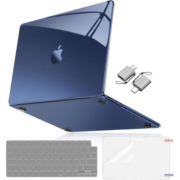 Mosiso Compatible with MacBook Air 15 inch Case 2025-2023 M4 A3241 M3 A3114 M2 A2941, Surpass Natural Beauty Hard Shell&Keyboard Cover&Screen Film&Type C for MacBook Air 15 inch, Crystal Midnight