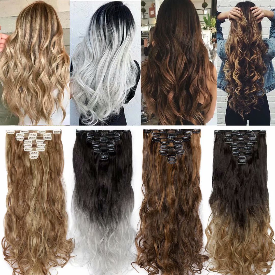SEGO Full Head Clip in Hair Extensions 8 Piece 18 Clips Hairpiece Long