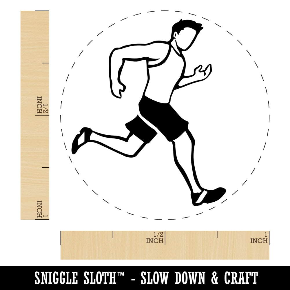 Running Man Fitness Exercise Marathon Workout Jogging Track and Field Self-Inking Rubber Stamp Ink Stamper - Black Ink - Large 1-1/2 Inch