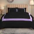 thumbnail image 2 of DNG Creations 3 Piece Full Black And Lilac Border Line Pattern Duvet Cover - 100% Egyptian Cotton, 800 Thread Count ( Full/Queen ), 2 of 5