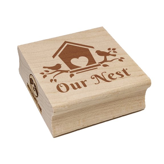Our Nest Bird House Home Love Square Rubber Stamp Stamping Scrapbooking Crafting - Small 1.25in