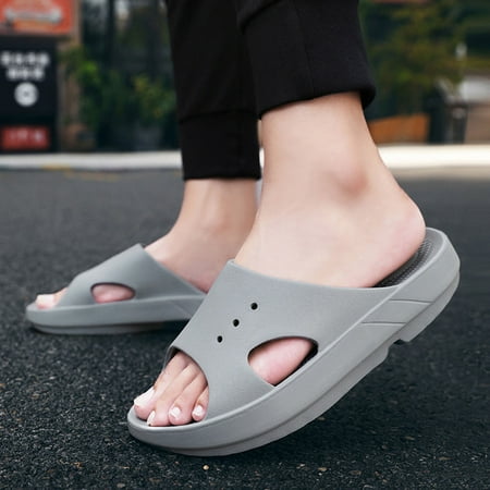 

AXXD Sandals Women Summer Couple Women Men Slippers Slide Lightweight Sandals With Arch Support Bathroom Bath Shoes(36 Gray)