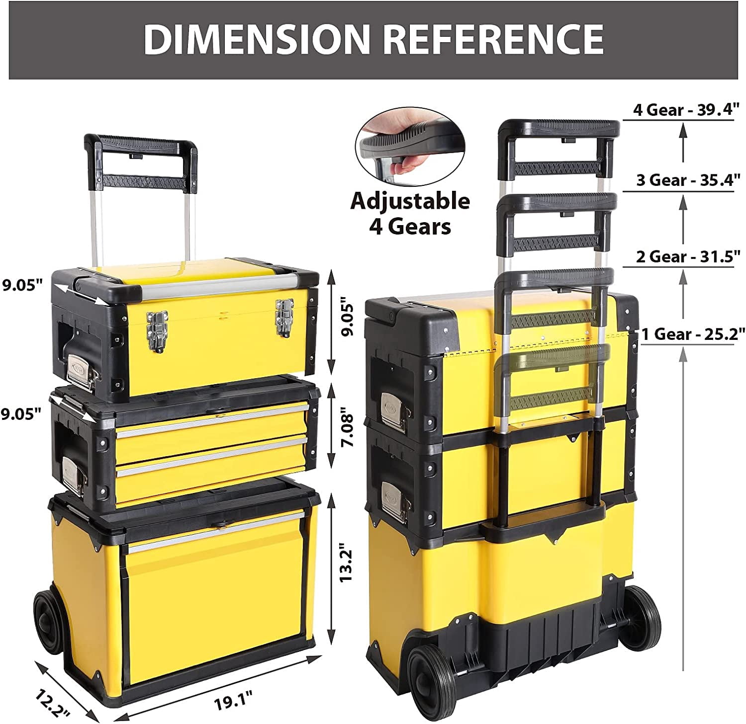 Big Red  Stackable Rolling Tool Box/Chest/Cabinet with Drawerd and Wheels for Garage Workshop,Yellow,W305ABDY
