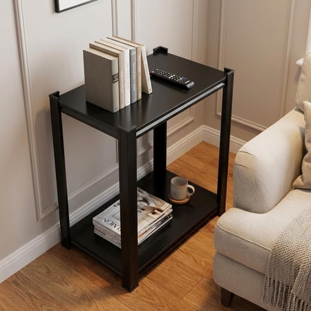 Heavy Duty 2-Tier Metal Shelving Unit 14"W x 12"D x 22"H Black, 1000LBS Load Adjustable Storage Shelf for Home Commercial Industrial Use