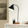 thumbnail image 5 of SAFAVIEH Nuka 22 in. Modern Black Iron Table Lamp with Black Shade, 5 of 9
