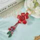 thumbnail image 3 of Llavero de cuero genuino con diseño de hoja y flor, estilo bohemio, con borlas de aleación y diseño floral rojo, estilo ladrillo refractario, colgantes estéticos, accesorios para llaveros., 3 of 9