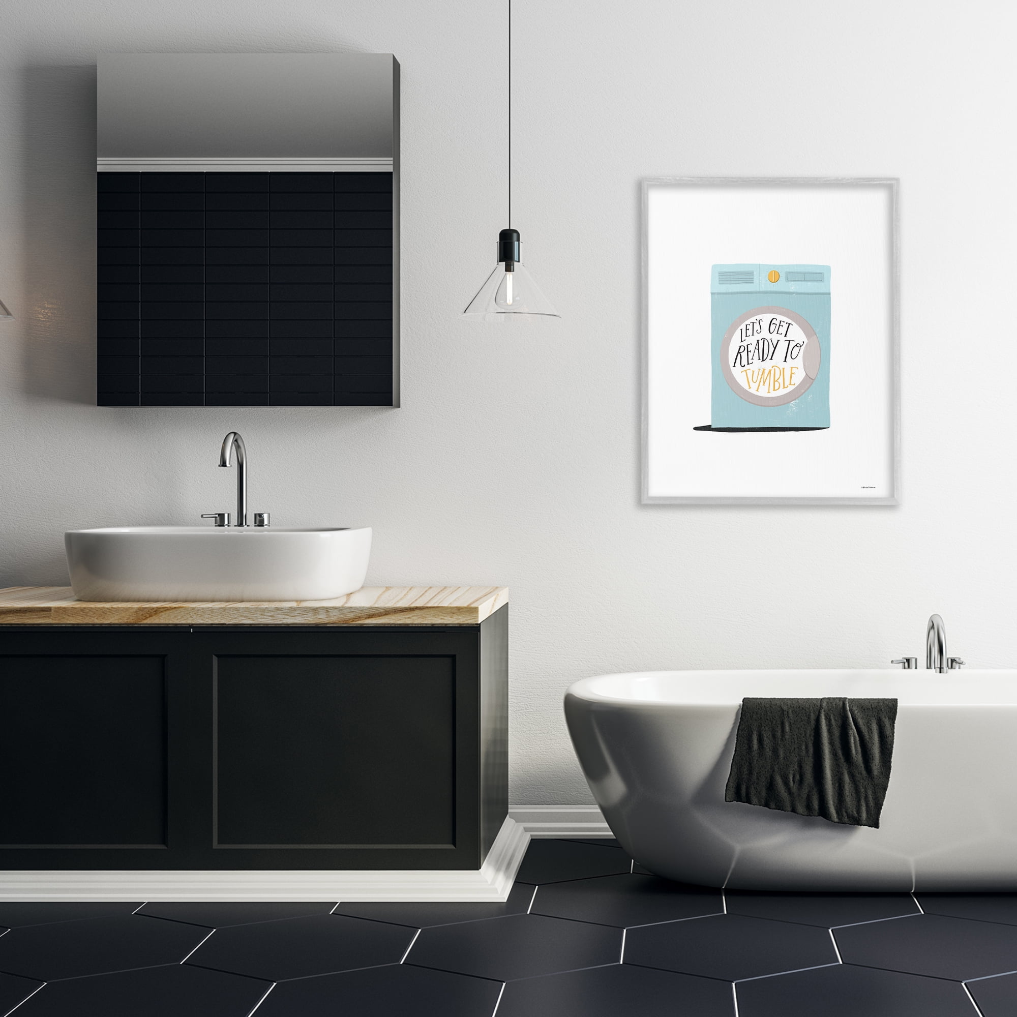 Stupell Industries Ready to Tumble Laundry Typography Painting Gray Framed Art Print Wall Art, 24 x 30