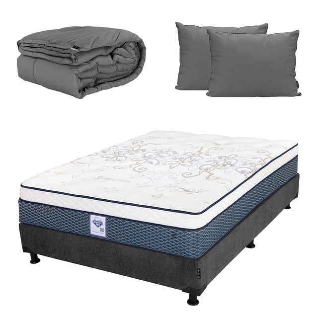 Colchón Matrimonial Cantabria Spring Air + Box + Almohadas 2Pack + Edredón Homy