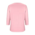 thumbnail image 4 of Scyoekwg Womens Shirts 3/4 Sleeve Tops V-Neck Three-quarter Sleeve Tshirt Dressy Casual Blouses Vintage Loose Fall Clothes Fashion Solid Color Pullover Tops(Pink,XL), 4 of 5