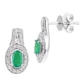 thumbnail image 3 of 18ct White Gold Jewelco London Diamond Oval 1/2ct Emerald Cluster Drop Earrings, 3 of 5