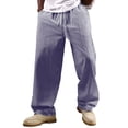 thumbnail image 2 of Horkkom Linen Pants Men Elastic Waist Striped Pants Summer Breathable Loose Casual Pants with Pockets XXL, 2 of 9