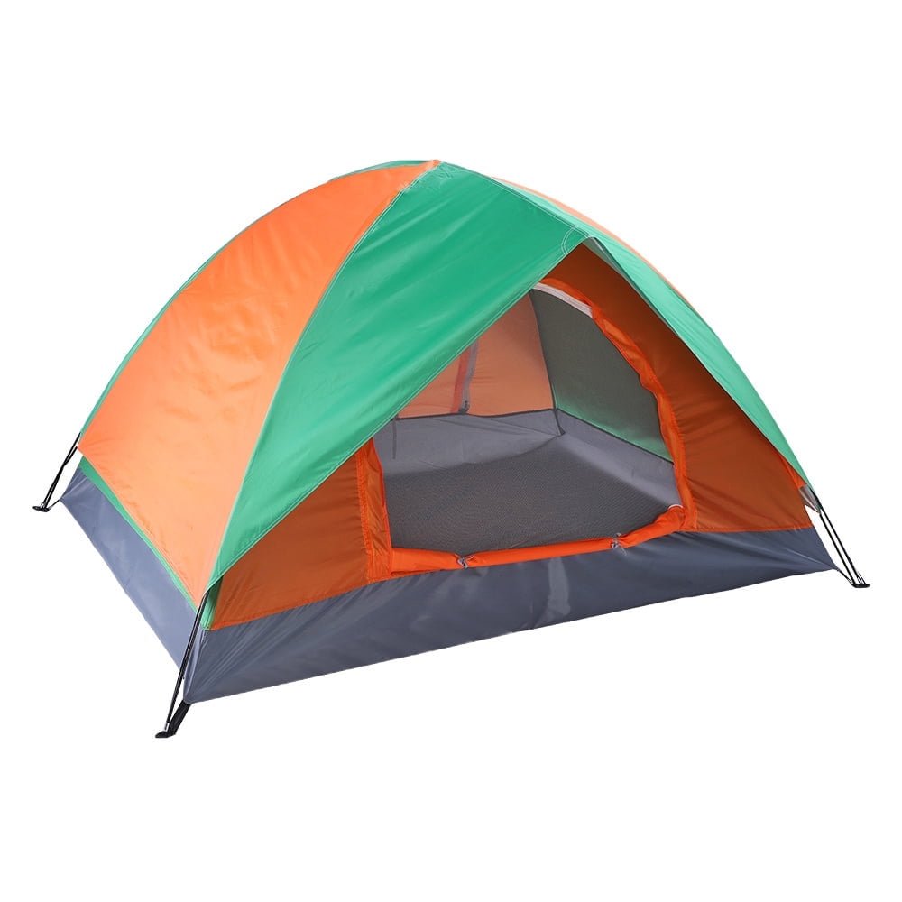 Tcbosik Camping Tent, 2 Person Dome Tent with Rainfly Over and Poles, Outdoor Tent for Camping Festivals Backyard Patio, Orange & Green