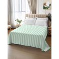 thumbnail image 2 of Full Flat Sheet 81"x96", Green White Stripe Soft Lightweight Bedding Flat Sheets Only, Modern Minimalist Geometric Striped Brushed Microfiber Top Bed Sheet, Breathable StainResistant Bedsheets, 2 of 9