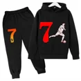 thumbnail image 3 of Conjunto de sudadera y pantalones deportivos para niños, conjunto de 2 piezas para niños y niñas, ropa para niños con estampado de avatar de Ronaldo, 3 of 5