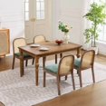 thumbnail image 5 of GAKMCIL Chenille Dining Chair, Mid-Century Modern Arm Chair, 1-Seat Cushioned Sofa with Solid Wood Armrests and Legs, Weight Capacity 300lbs for Dining Room, Kitchen and Bedroom (Olive Green), 5 of 8