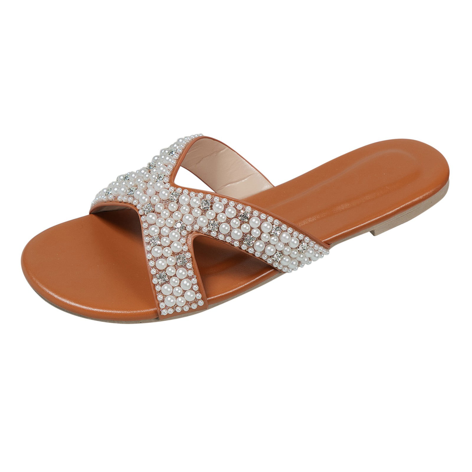 FAPIZI Boho Soft House Slippers Womens Flat Slides Sandals Sequin Flower Beach Platform Sliders Bath Slippers Shoes 