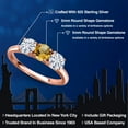 thumbnail image 2 of Gem Stone King 18K Rose Gold Plated Silver Yellow Citrine and White Moissanite Engagement Ring for Women | 1.45 Cttw | Round 5MM | Gemstone November Birthstone | Size 5, 2 of 7