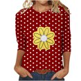 thumbnail image 1 of Camisetas Casuales de las Mujeres de Moda Impresa 3/4 Mangas Blusa Cuello Redondo para el Hogar Y Diario, 1 of 6