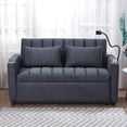 thumbnail image 2 of TUANLUO Loveseat with Pull-Out Sofa Bed, Convertible Sofa Bed with 2 Pillows, Futon Sofa Bed with 3 USB Ports and 360° Swivel Phone Holder, Sofa Bed Sleeper for Home Living Room Bedroom, Blue Gray, 2 of 10
