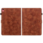 Case for iPad (A16) 11th Gen 2025/ iPad 10th Gen 10.9 inch 2022, Embossed Flower Leather Flip Wallet Folio Stand Cover, Brown