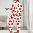 thumbnail image 5 of Lorytime Plus Size Womens Pajama Sets Valentines Mouth Plus Size Crewneck Long Sleeve Tops and Pants Homewear Red 3XL, 5 of 5