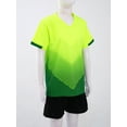 thumbnail image 3 of TSSOE Boys Short Sleeve T-Shirt and Shorts Set Kids Football Basketball Suit Running Workout Clothes Fluorescent Green XXS, 3 of 7