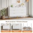 thumbnail image 3 of YouTrend White 7 Drawer Dresser with Fluted Wood and Metal Handles Legs for Bedroom Living Room Hallway, 3 of 10