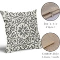 thumbnail image 4 of Light Grey Ethnic Boho Pillow Covers 16 X 16 Inch Bohemian Carpet Style Vintage Gray Flower Print Decorative Throw Pillows Outdoor Linen Square Cushion Case Farmhouse Decor for Home Sofa Bed Set of 2, 4 of 6
