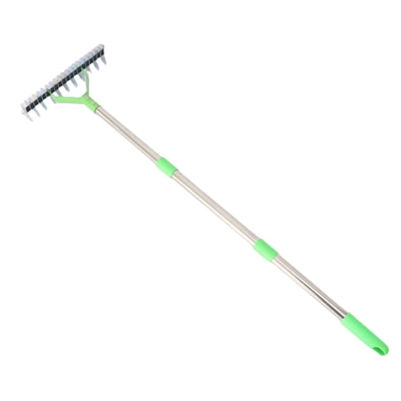 YAHHU Thatch Rake 3 Sections Stainless Steel Dethatcher Lawn Rake for Clearing Dead Grass, 49.2 inches / 125 cm