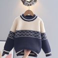 thumbnail image 2 of Afuyipoi Boys Geometric Jacquard Knit Pullover Sweater for Kids Size 4-12Y Fall Winter Soft Layering Navy Size 7, 2 of 2
