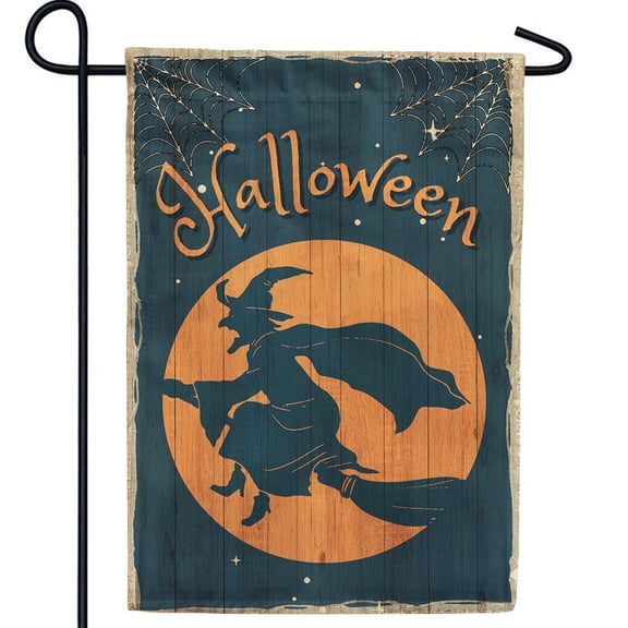 America Forever Halloween Witch Garden Flag 12.5 x 18 inch Double Sided Outside, Happy Halloween Fright Night Witch Flight Nightmare Horror Holiday Yard Outdoor Decorative Flag