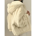 thumbnail image 4 of EMMIOL Christmas Women's Y2K Reversible Oversize Fleece Hooded Jacket Sherpa Lined Long Sleeve Zip-Up Puffer Jacket,2025 Winter Warm Coat, 4 of 5