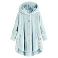 thumbnail image 1 of MKLEKYY Light Jackets for Women Women Plus Size Button Tops Hooded Loose Cardigan Wool Coat Winter Jacket, 1 of 1