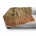 thumbnail image 3 of Africa Soft Flannel Fleece Throw Blanket, Tiger in the Bushes Camouflage Carnivore Predator Feline Safari Animal Art, Cozy Plush for Indoor and Outdoor Use, 70" x 90", Peach Orange, by Ambesonne, 3 of 6