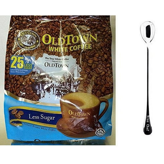 NineChef Bundle - Old Town White Coffee (3 IN 1 Less Sugar 2 Bag) 1 NineChef Coffee Spoon