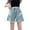 Blue, variant on Annhoo Girls Summer Denim Shorts Elastic Waisted Button Bow Pearl Casual Trendy Shorts with Pockets 4-14 Years